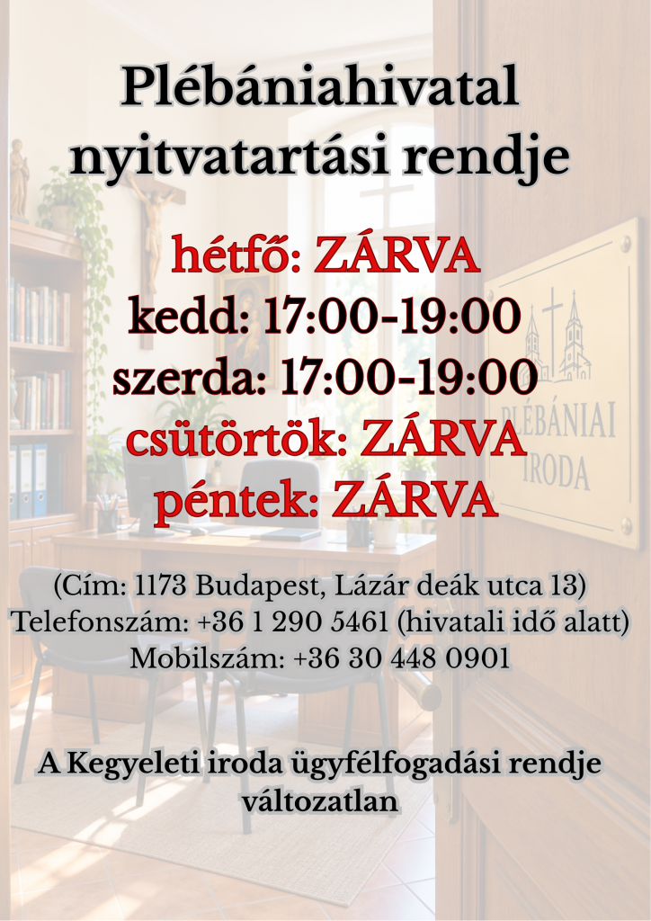 Plébániahivatal nyitvatartási ideje(2)